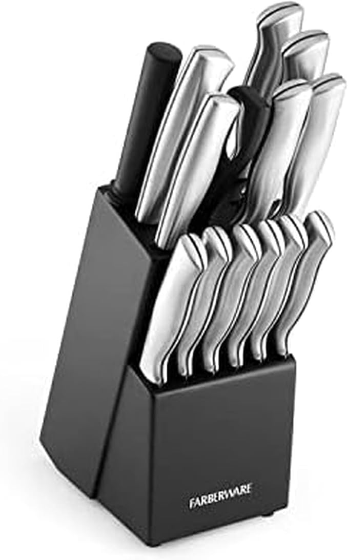 Farberware 15-Piece Kitchen Knife Set High-Carbon Stainless Steel Blad