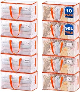 KYODOLED 10-Pack Clear Moving Bags Heavy Duty Extra Large Storage Tote
