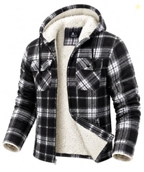 GEEK LIGHTING Men's Flannel Shirts Jacket Sherpa Lined Plaid Zipper Ho