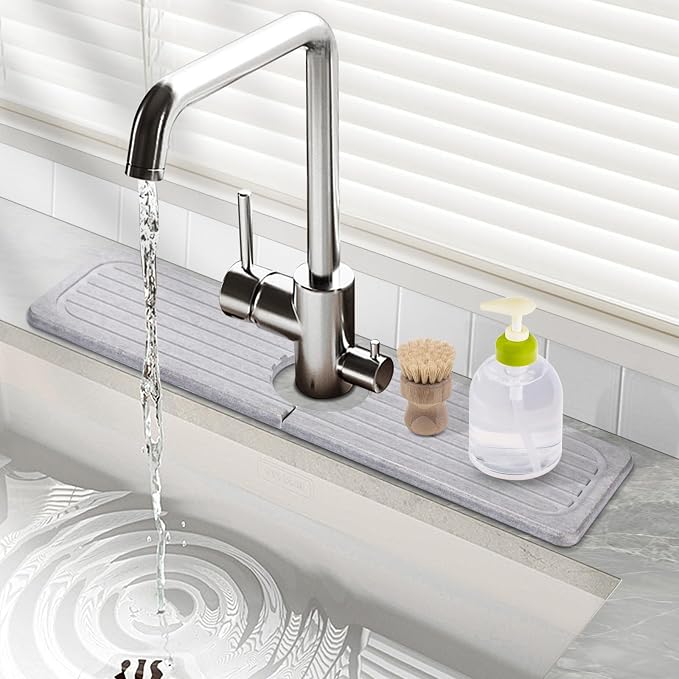 Stone Faucet Mat for Kitchen Sink 23.6 Diatomite Drying Stone Kitchen 