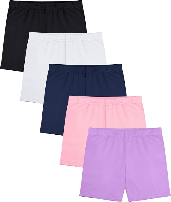 FEQO 5 Pack Toddler Girls Bike Shorts Cotton Cartwheel Under Dress 2-5