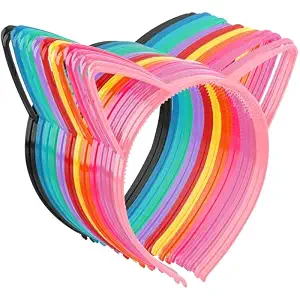 Chanaco Cat Ears Headband for Women Adult 24Pcs Colorful Cat Costume S