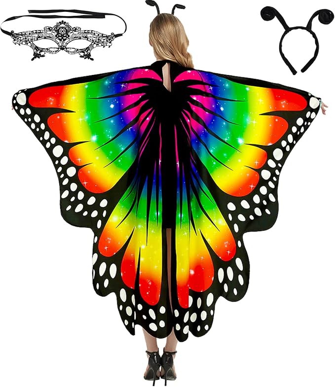 Butterfly Wings for Women Halloween Butterfly Wing Cape for Adults, Ha