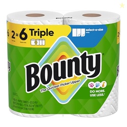 Bounty Select-A-Size Paper Towels, White, 2 Triple Rolls = 6 Regular R