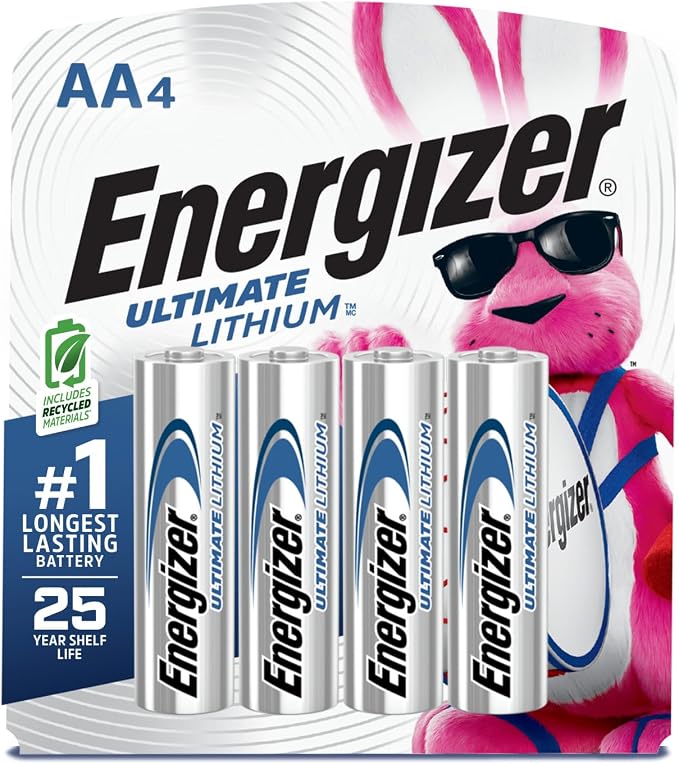 Energizer Ultimate Lithium AA Batteries (4 Pack) 1.5V Lithium Double A