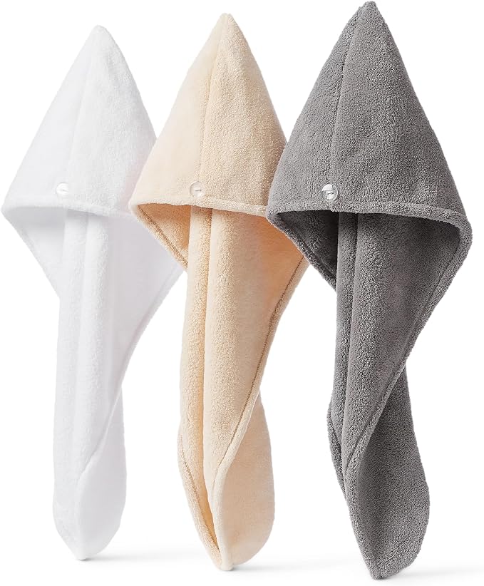 Amazon Basics Quick Dry Microfiber Hair Towel Wrap Hair Drying Towel, 