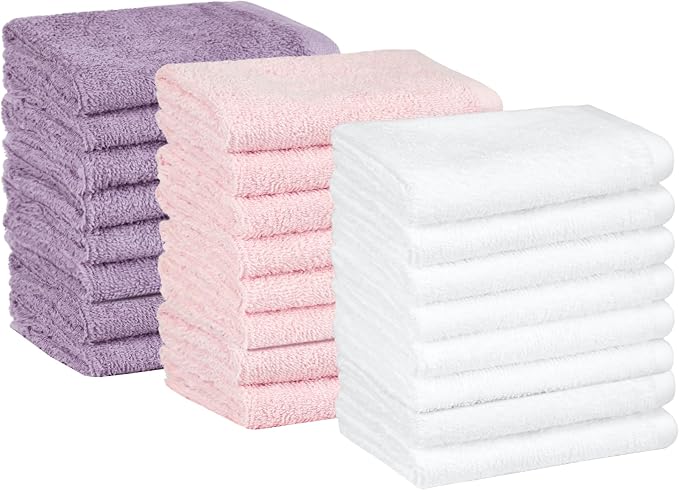Amazon Basics Highly Absorbent Fast Drying 100% Cotton Washcloths for 