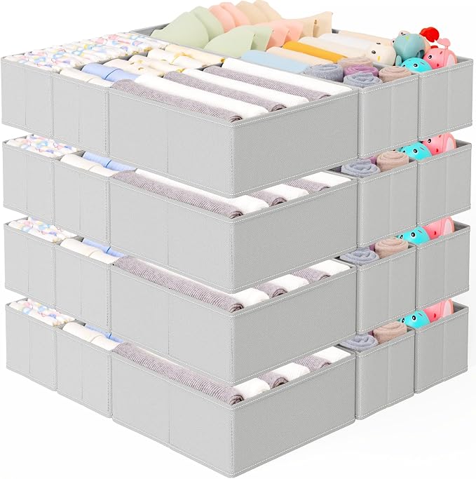 26 Pack Drawer Organizer for Clothes Foldable Dresser Dividers with 3 