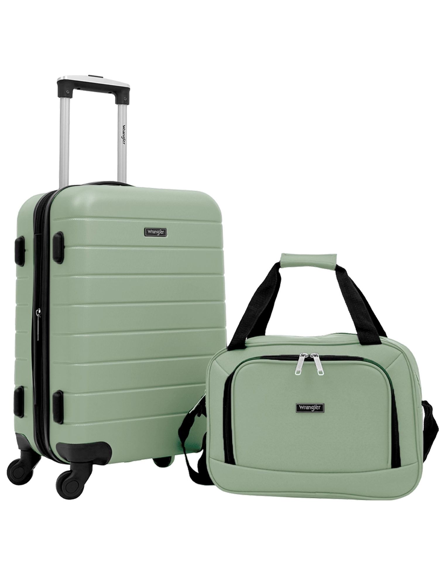 Wrangler 2-Piece Expandable Rolling Hard Side Carry-on Spinner Set wit