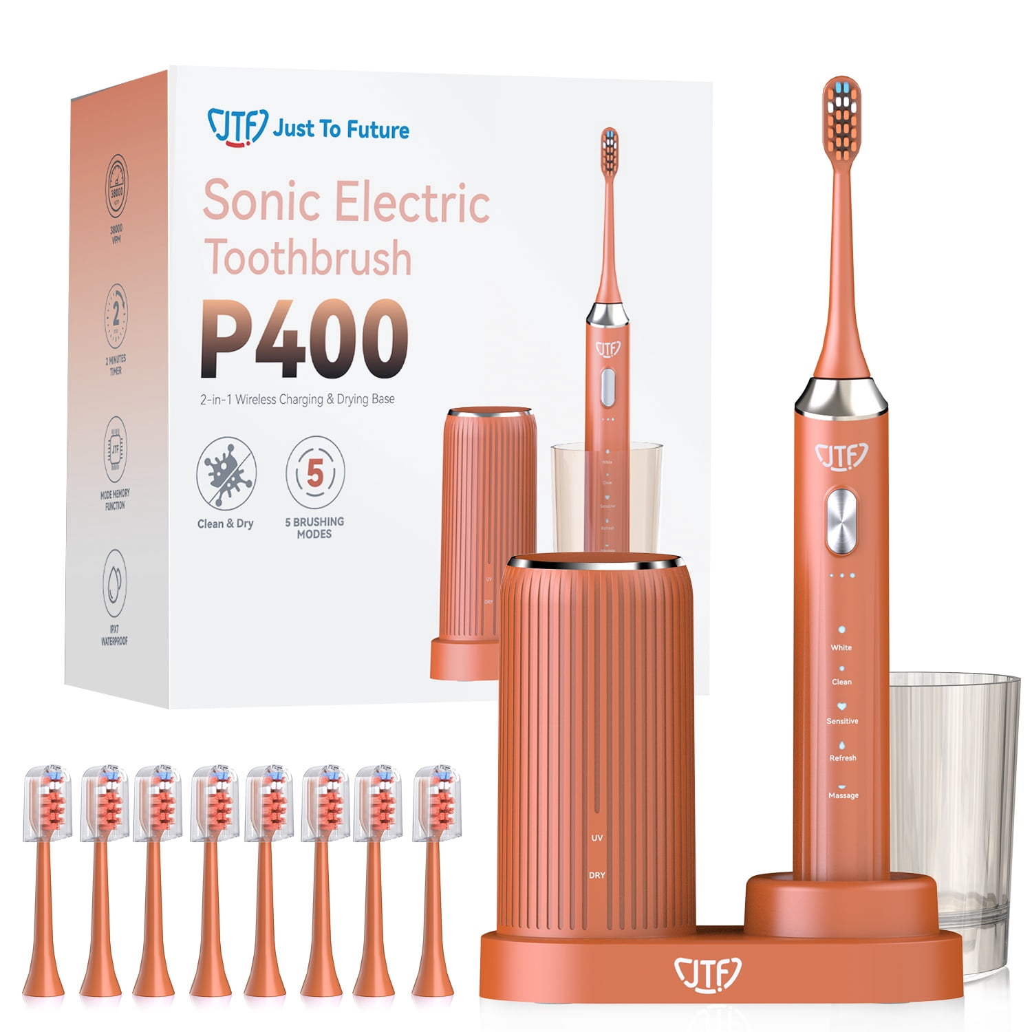 JTF Sonic Electric Toothbrush with UV & Drying: 5 Customized Modes for
