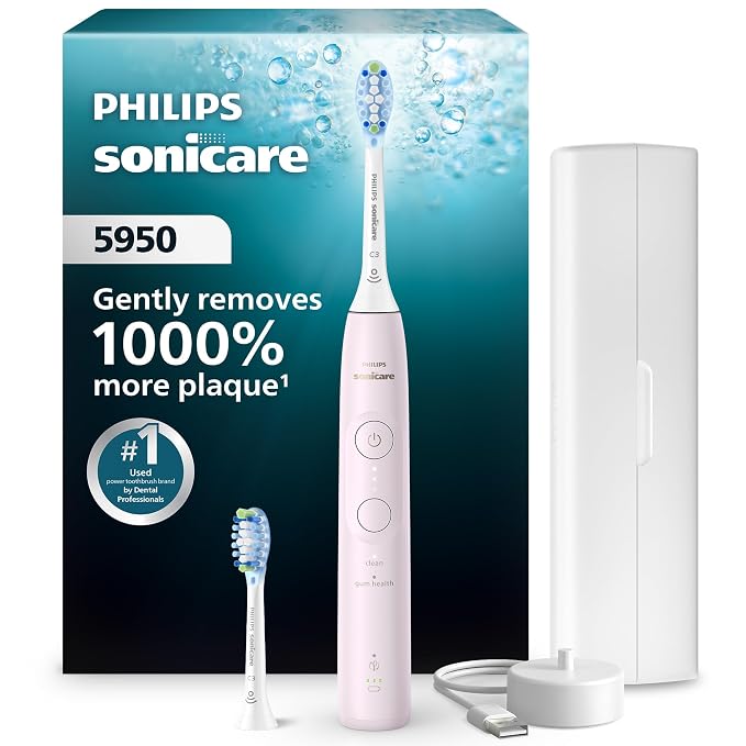 Philips Sonicare 5950 Rechargeable Electric Toothbrush 2 Brush Heads, 
