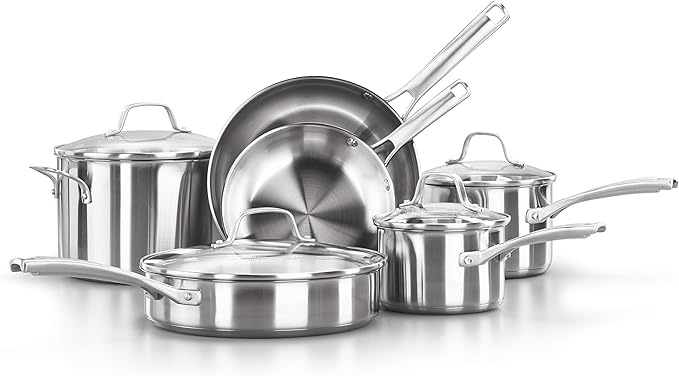 Calphalon Classic Stainless Steel Cookware Set 10-Piece, Impact-Bonded