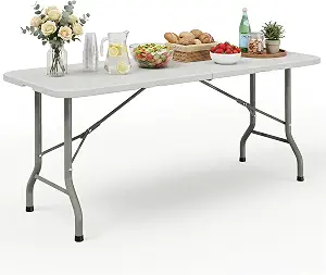 HULKFIT 6FT Heavy Duty Folding Table Portable Utility Table for Partie