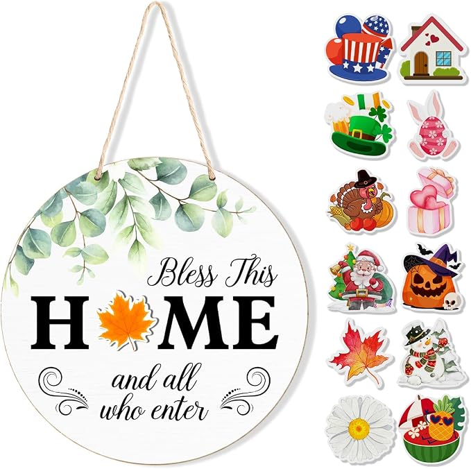 Interchangeable Welcome Sign Fall Halloween Home Front Door Decor