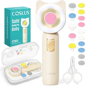 COSLUS C50 Baby Electric Nail File Trimmer Gentle & Safe, Lemon Yellow
