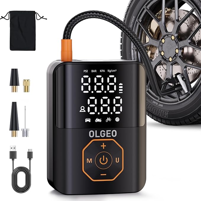 Portable 160PSI Cordless Tire Pump with Digital Gauge Auto Stop & LED