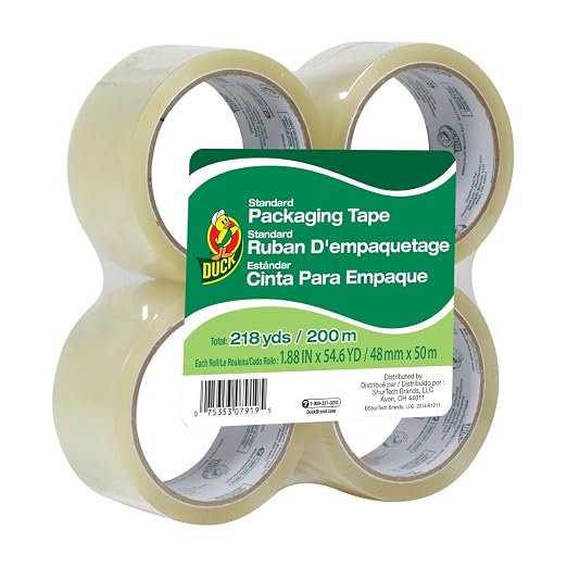 Duck Brand Standard Packaging Tape Refill Rolls 1.88 in x 55 Yds, 4 Ro