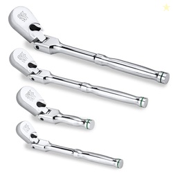 SK 4-Piece Flex Head Ratchet Set, 1/4", 3/8", 1/2" Drive, Swivel Ratch