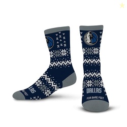 For Bare Feet NBA Dallas Mavericks Team Sweater Crew Socks, Youth One 