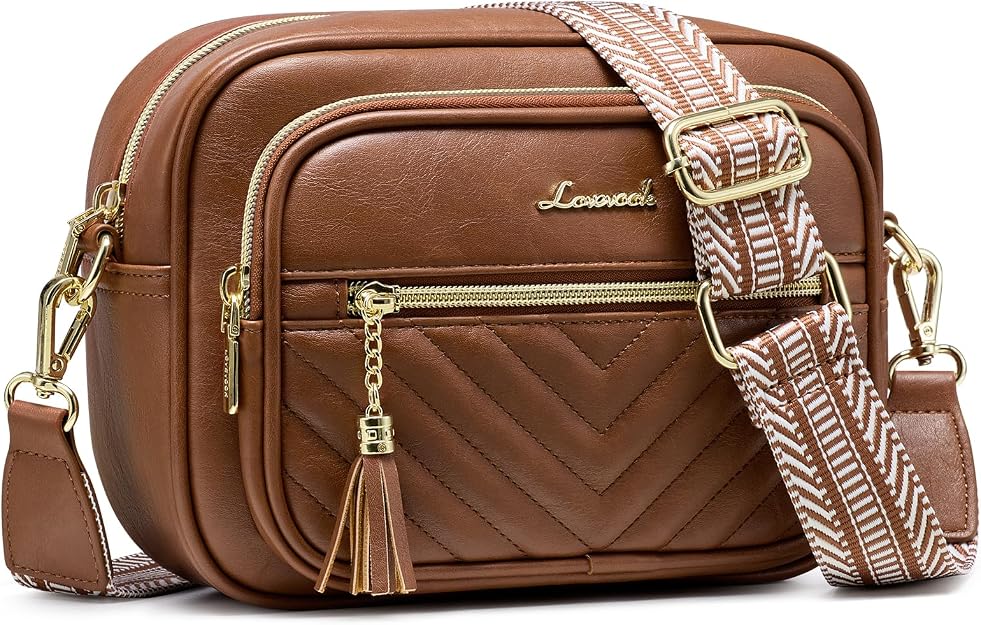 LOVEVOOK Small Crossbody Bag for Women Quilted PU Leather Shoulder Pur
