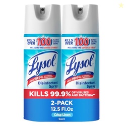 Lysol Disinfectant Spray, Sanitizer, Crisp Linen, 12.5 oz, 2 Pack