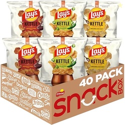 Lay's Kettle Cooked Potato Chips, Variety Pack, 0.85 Ounce (Pack of 40