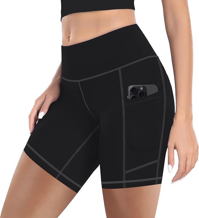 MIRITY High Waist Workout Biker Shorts with Pockets for Women - Butter
