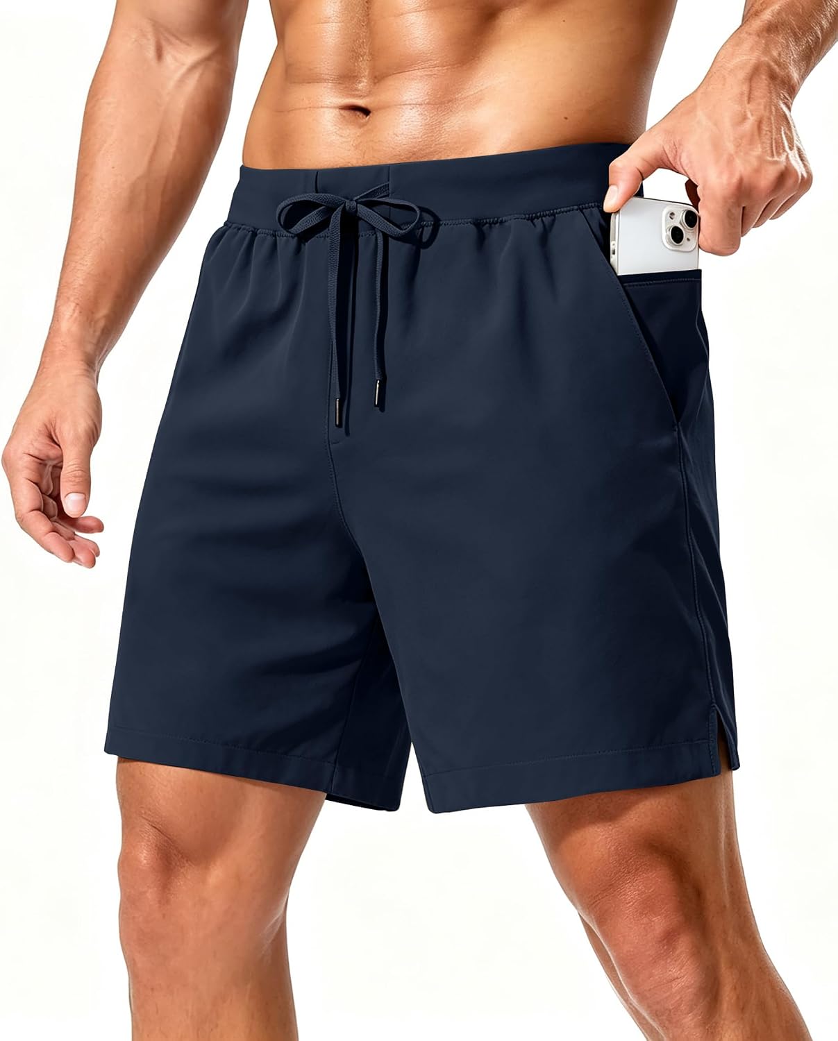 Mens Athletic Running Shorts 7 with Zipper Pocket