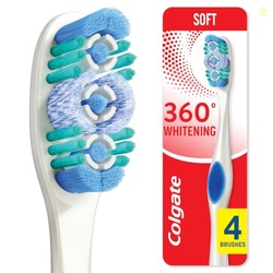 Colgate 360 Adult Whitening Toothbrushes, Soft, 4 Pack | Deep Cleans, 