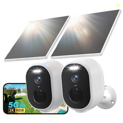 GNCC 2 Pack Solar Security Cameras Wireless Outdoor, 5G&2.4GHz WiFi, 2