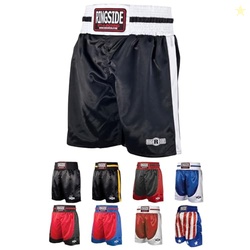 Ringside Pro-Style Boxing Trunks, Black/White, X-Large | Satin Shorts 