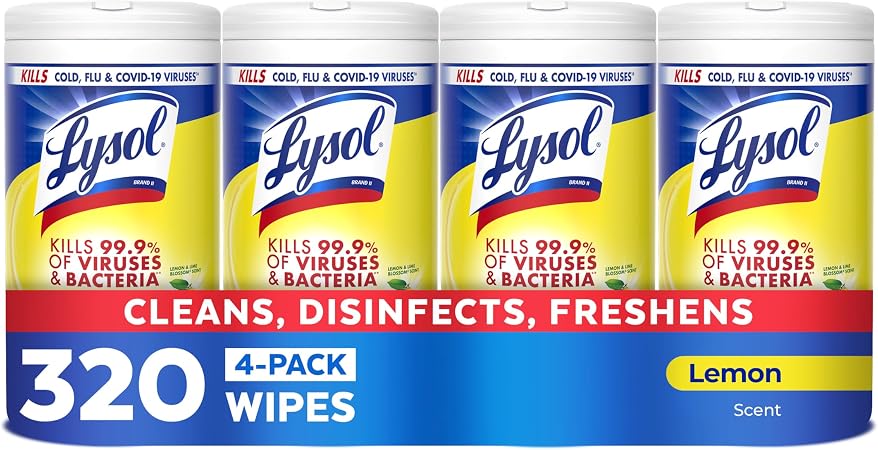 Lysol Disinfecting Wipes Multi-Surface Cleaner, Lemon, 80 ct. (4 Pack)