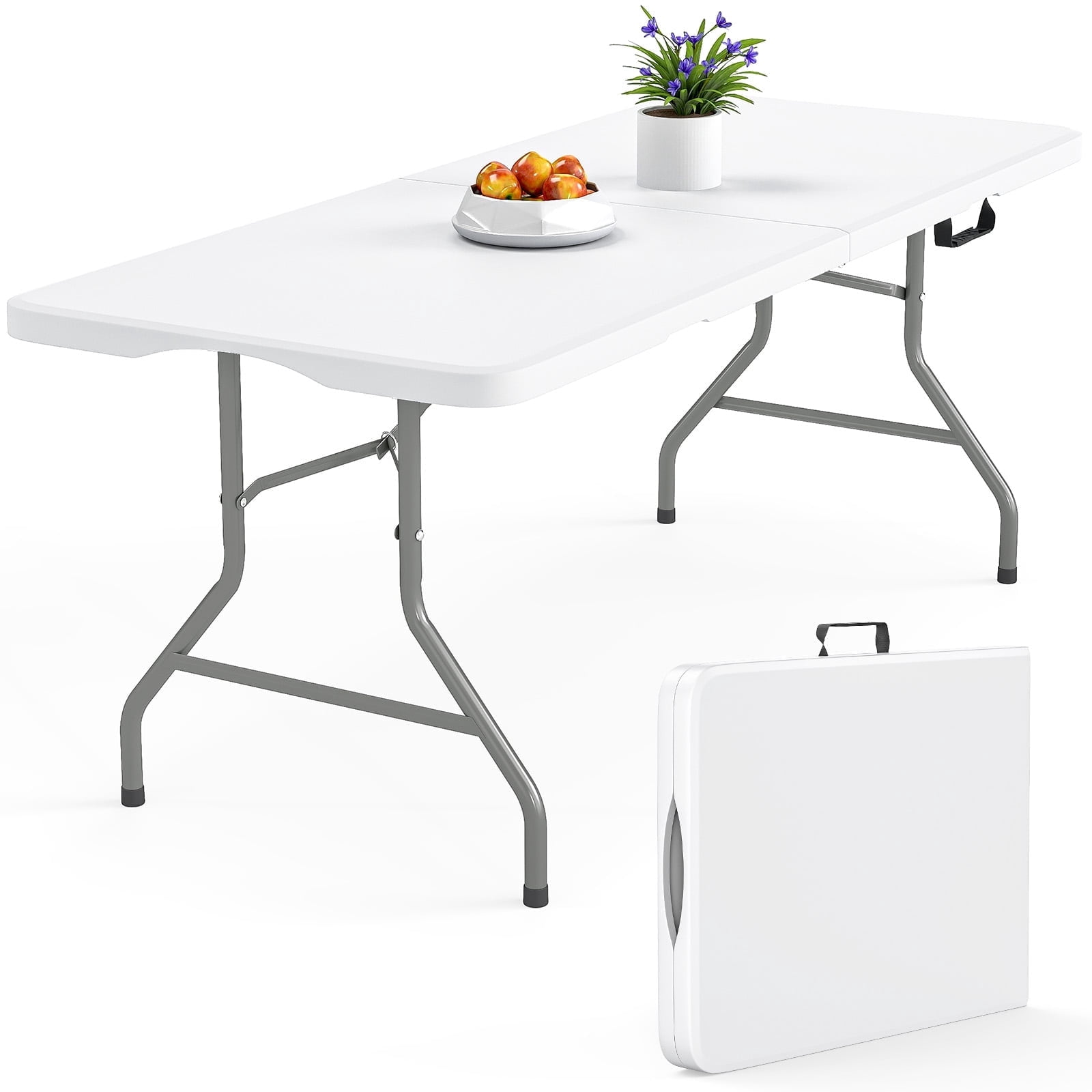 Vebreda Folding Table 6ft Plastic Folding Outdoor Table White