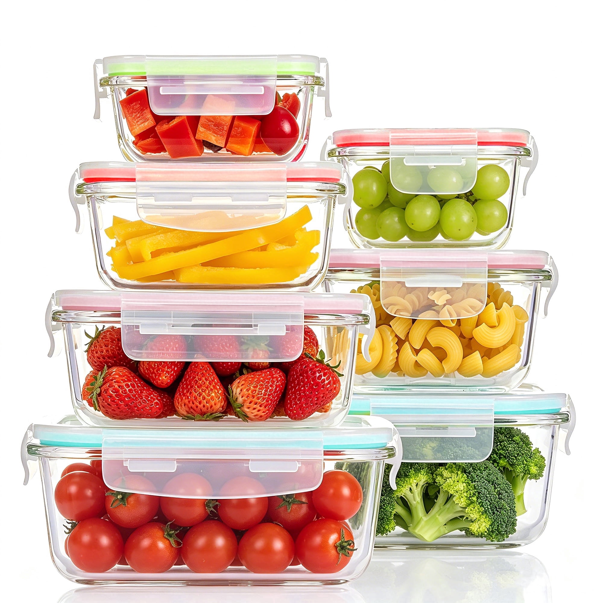 Sindcom 7 Pack Glass Food Storage Containers Meal Prep, Airtight Bento
