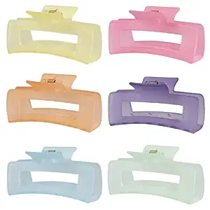 Sisiaipu 4 Inch Big Hair Claw Clips 6 Pcs Large Claw for Thick Hair Sq
