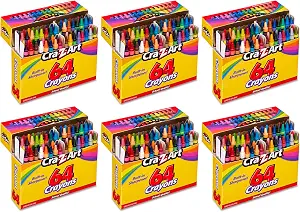 Cra-Z-Art Crayons Bulk Pack 64 Count (Pack of 6), 384 Total Crayons, N
