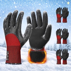 Schwer 3 Pairs Winter Work Gloves, 3/4 Waterproof, Double-Dipped, CR33