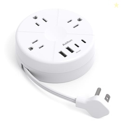 Cruise Approved Power StripTravel Power Strip with 1ft Retractable Cor