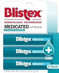 Blistex Medicated Lip Balm SPF 15 24 Hr Moisture, 0.15 oz, 3 Count