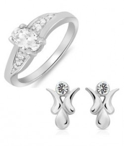 Combo Of Finger Rings And Earring Studs Made With Crystal And Cz