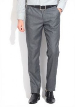 Peter England Slim Fit Mens Grey Trousers