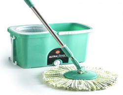 Bathla Ultra Clean Easy Spin Mop with Refill and Dispenser Green and White 3Pieces