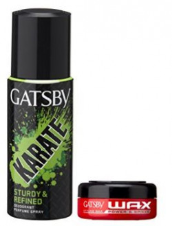 Gatsby Hair Wax Power and Spikes, Red with Karate Deodorant, 150ml