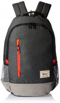 Gear Polyester 24 Ltrs Charcoal Grey-Orange Casual Backpack (BKPCMPUS80406)