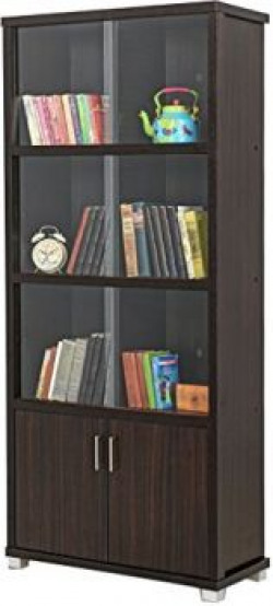 Royal Oak Bookshelf with Sliding Doors (Dark Brown)