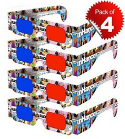 3D Glasses for Mobile Phone, Computer, Laptop, TV, Projector and Magazines for Anaglyph 3D Video Passive Cyan and Magenta Red & Blue Paper 3D Glasses (Pack of 4 pcs) DOMO RB2B nHance
