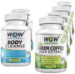Wow Green Coffee Diet with Wow Body Cleanse Combo Booster (Pack of 6)