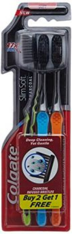 Colgate Toothbrush-Slim Soft Charcoal-Soft Bristles (Saver Pack)