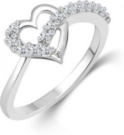 Vighnaharta Valentine Alloy Cubic Zirconia 18K White Gold Ring