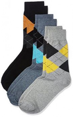 Symbol Men's Argyle Calf Socks (Pack of 3) (CRS05_Multicolor_Free Size)